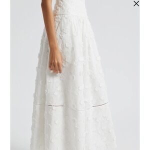 Off White 3D Flower Midi Skirt